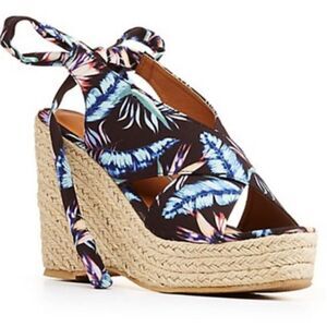 Charlotte Russel Tropical Tie Back Wedge Sandals
